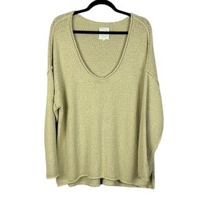 Aerie Casual Neutral Cotton Blend Deep Scoop Neckline Oversized Sweater XL Cream